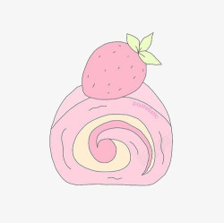 小甜点扁平化草莓蛋糕高清图片