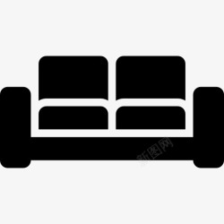 坐垫靠垫客厅的黑色双人沙发图标高清图片