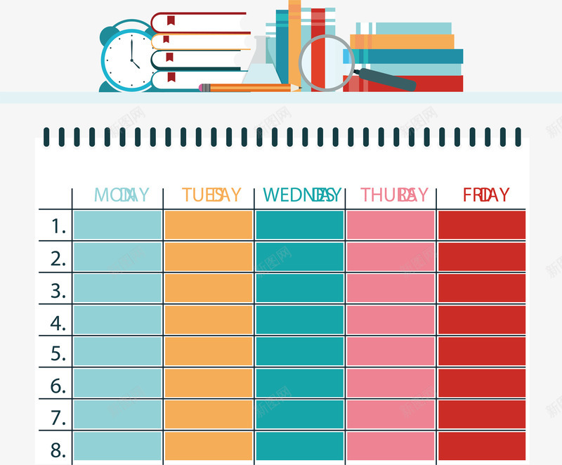 彩色学科课表png免抠素材_新图网 https://ixintu.com 矢量png 课程表 课表