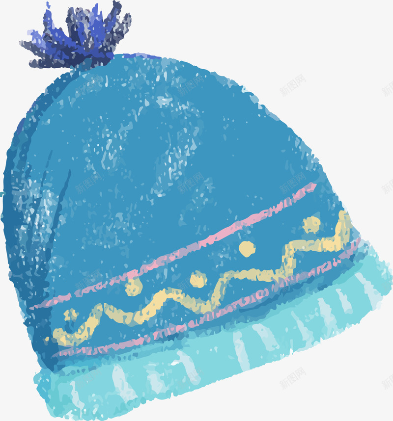 冬季温暖毛线帽子png免抠素材_新图网 https://ixintu.com 冬天帽子 冬季帽子 毛线帽子 水彩帽子 温暖帽子 蓝色帽子