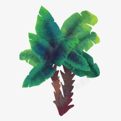 绿色水墨热带植物元素矢量图素材