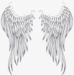 垂下的白色大型天使之翼素材