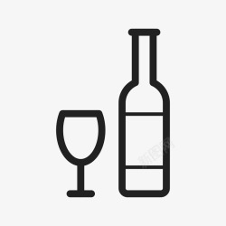 红酒瓶图片粗线条酒瓶酒杯图标高清图片