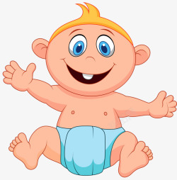 婴儿穿着穿着尿不湿的婴儿高清图片