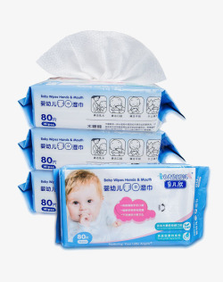 手口专用湿巾婴幼儿手口湿巾80片4包高清图片