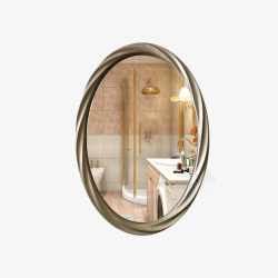 金属镜子创意圆形浴室镜子高清图片