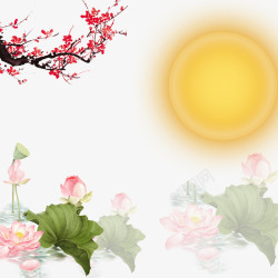 莲花海报素材中秋节海报装饰高清图片