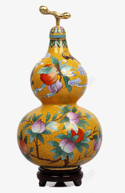 葫芦花瓶黄葫芦珐琅花瓶高清图片