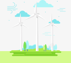 风车电力草原中的电力风车矢量图高清图片