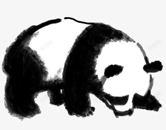 中国国宝熊猫png免抠素材_新图网 https://ixintu.com 中国风 动物 水墨熊 水墨画 熊猫 黑白彩绘