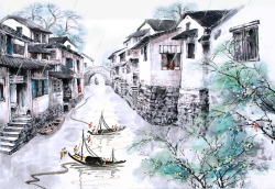 中国传统节气水墨画谷雨素材
