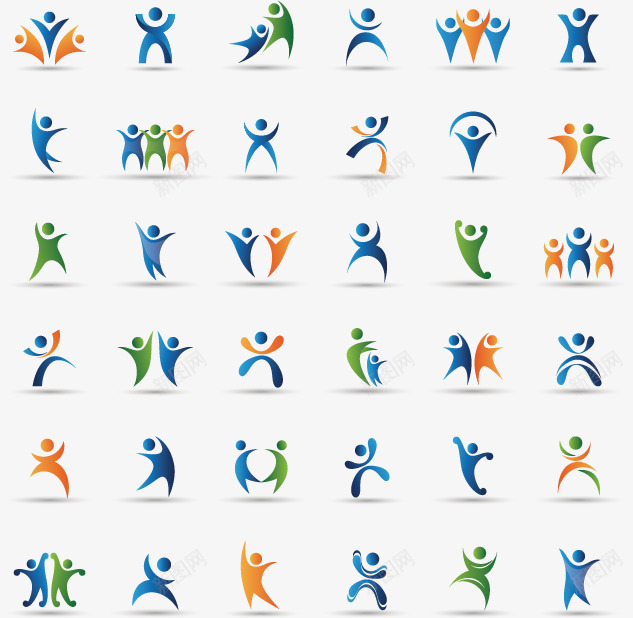 彩色健身体育图标png_新图网 https://ixintu.com logo设计 健身体育 彩色 抽象 运动图标