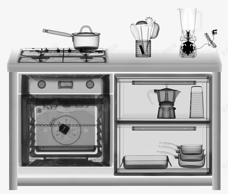 厨房电器png免抠素材_新图网 https://ixintu.com 创意橱柜 厨卫电器 橱柜 洗碗机 煤气炉