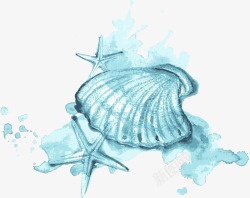 绿色的贝壳绿色手绘的海洋生物高清图片