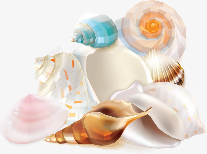 贝壳海螺简图png免抠素材_新图网 https://ixintu.com 手绘 海生贝壳 海螺 白色的 简图 蓝色的 贝壳