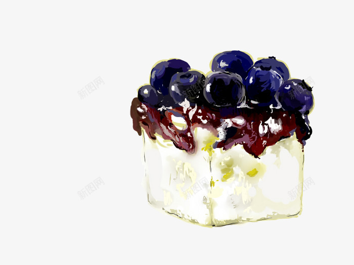 手绘下午茶蛋糕png免抠素材_新图网 https://ixintu.com 手绘小甜点 点心 蓝莓小蛋糕