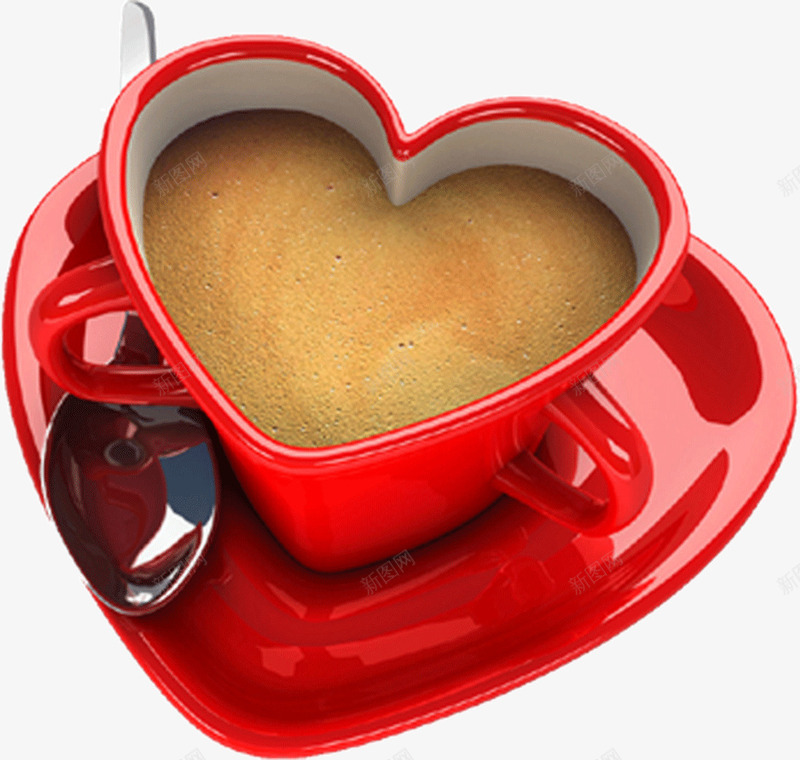 心形咖啡杯png免抠素材_新图网 https://ixintu.com 咖啡杯 心形 红色