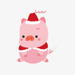 粉色可爱卡通小猪新年圣诞节矢量图素材