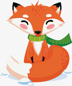 冬天狐狸微笑的可爱冬天狐狸矢量图高清图片