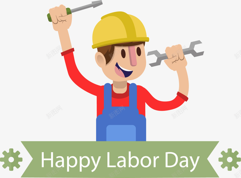 劳动节快乐开心的工人png免抠素材_新图网 https://ixintu.com Day Happy Labor 举手欢呼 劳动节快乐 开心的工人 高举手臂