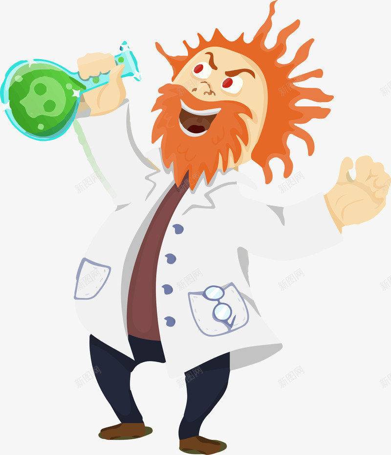 卡通疯狂的科研人员png免抠素材_新图网 https://ixintu.com AI 化学 化学瓶 卡通 生物 疯狂 研究 科学家 科研人员