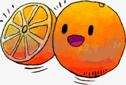 微笑橘子橙色水彩可爱桔子高清图片