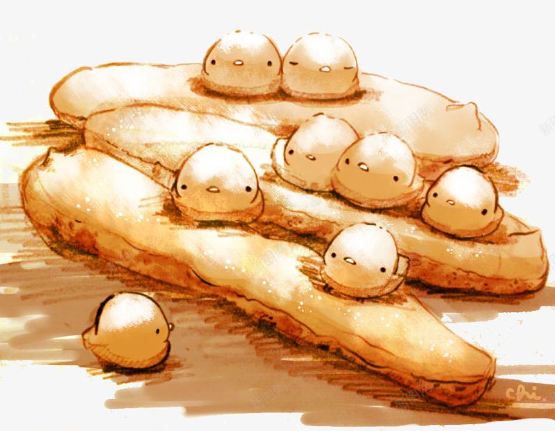 毛毛虫面包小鸡png免抠素材_新图网 https://ixintu.com 卡通 可爱 小鸡崽 手绘 甜点 萌 蛋糕 面包 食品 食物