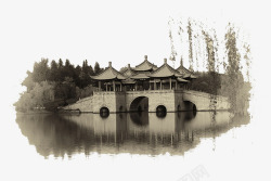 老照片扬州瘦西湖五亭桥高清图片