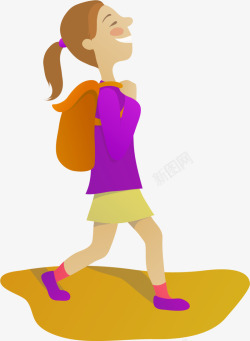 走路上学儿童节上学的小女孩高清图片