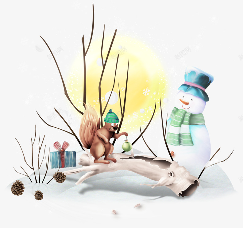 雪地里的雪人png免抠素材_新图网 https://ixintu.com 下雪 冬天 卡通 可爱 圣诞节 堆雪人 雪人