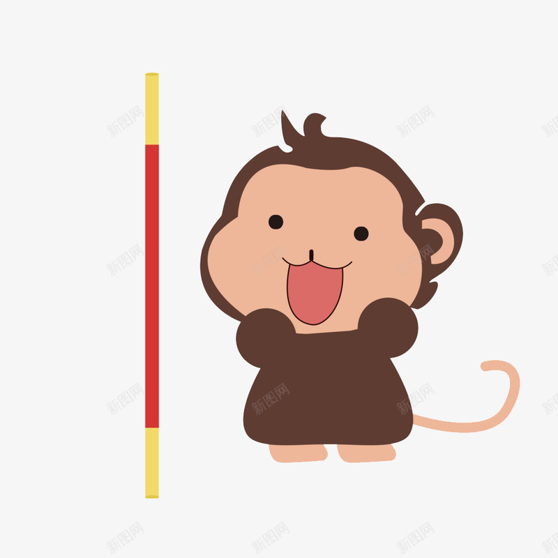 小猴子金箍棒png免抠素材_新图网 https://ixintu.com 卡通 如意金箍棒 小猴子 手绘 水彩 金箍棒