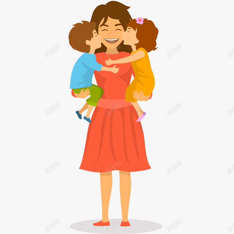 妈妈抱着儿子女儿插画矢量图ai免抠素材_新图网 https://ixintu.com 乐趣 免抠PNG 妈妈抱着儿子女儿插画 幸福 开心 母婴 母爱 育儿 矢量图