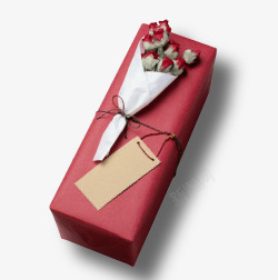 礼红色礼盒物一束鲜花礼物高清图片