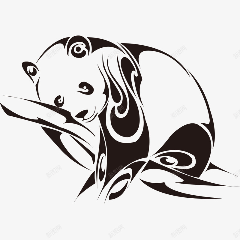 手绘熊猫矢量图eps免抠素材_新图网 https://ixintu.com 动物插画 卡通动物 卡通动物漫画 熊猫 生物世界 矢量动物 陆地动物 矢量图