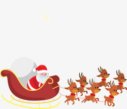 圣诞老人拉火车手绘圣诞节麋鹿拉雪橇装饰矢量图高清图片