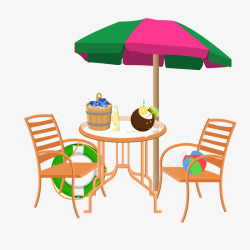 艺术椅太阳伞咖啡厅桌椅矢量图高清图片