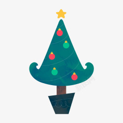 一棵扁平化的圣诞树矢量图素材