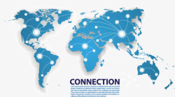 蓝色地图线条沟通网络素材