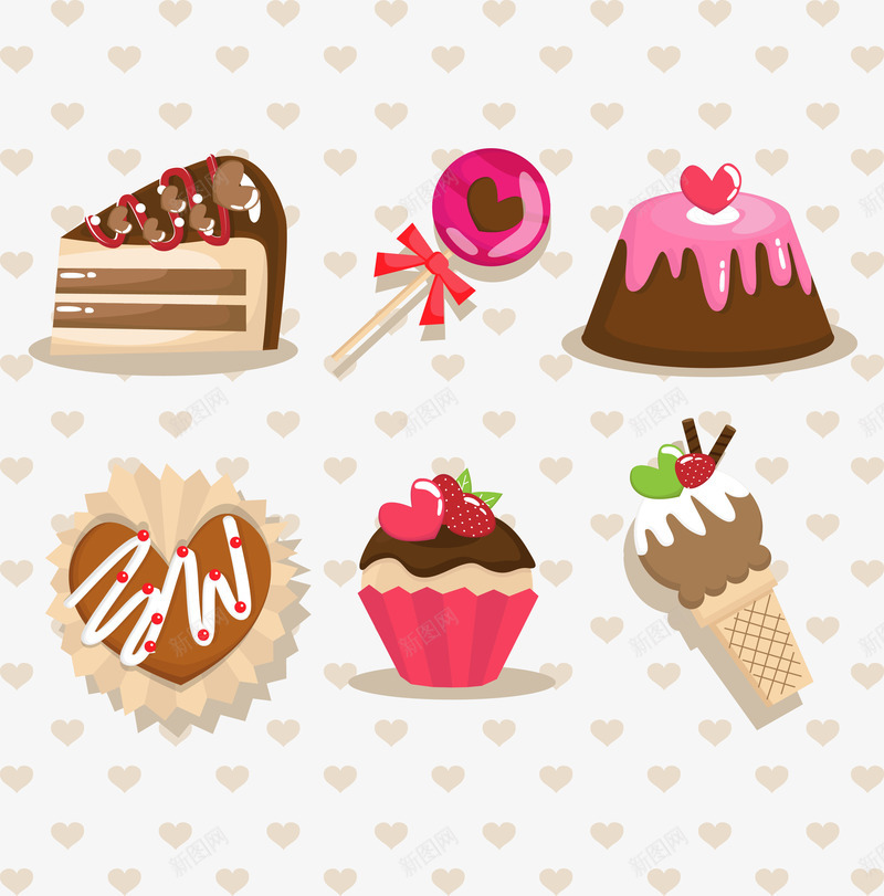 蛋糕甜品矢量图ai免抠素材_新图网 https://ixintu.com 甜品海报设计 矢量图库 蛋糕 食品海报 矢量图