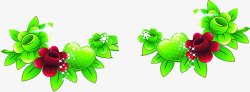 绿色卡通春季花朵素材