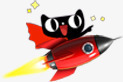 小黑猫玩音乐火箭天猫小黑猫图标高清图片