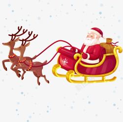 圣诞老人送礼物插画圣诞节圣诞老人雪橇矢量图高清图片