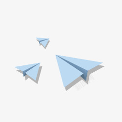 扁平折纸蓝色飞机矢量图高清图片