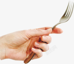 吃饭用餐拿叉子的手高清图片