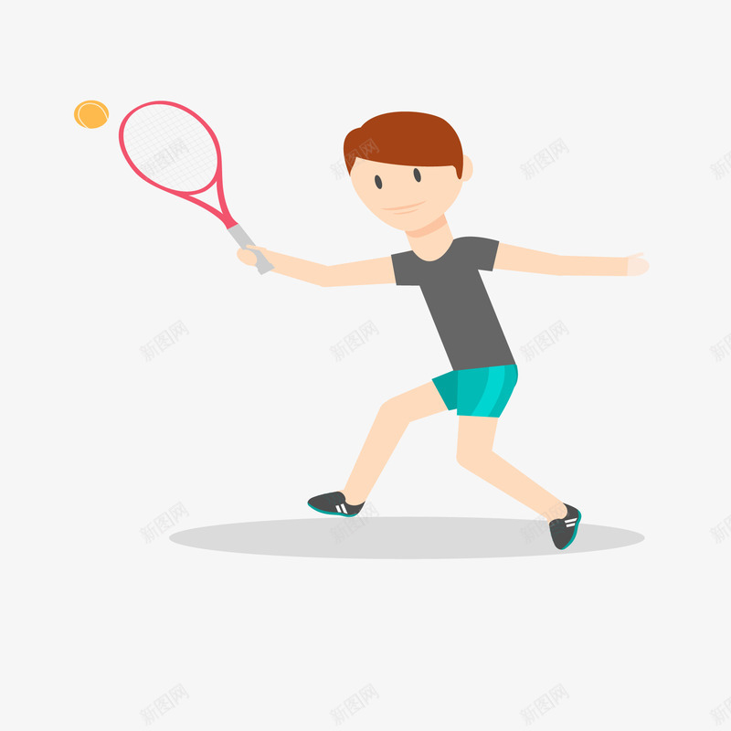 打网球的运动员矢量图ai免抠素材_新图网 https://ixintu.com 人物设计 扁平化 比赛 美国网球公开赛 运动区 矢量图