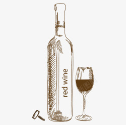 创意红酒启瓶器卡通手绘红酒酒杯高清图片