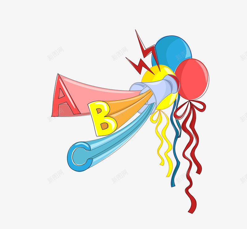 节日字母气球png免抠素材_新图网 https://ixintu.com 喇叭 开学季 彩带 悬浮 英文字母