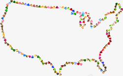 爱是彩虹心型美国地图高清图片