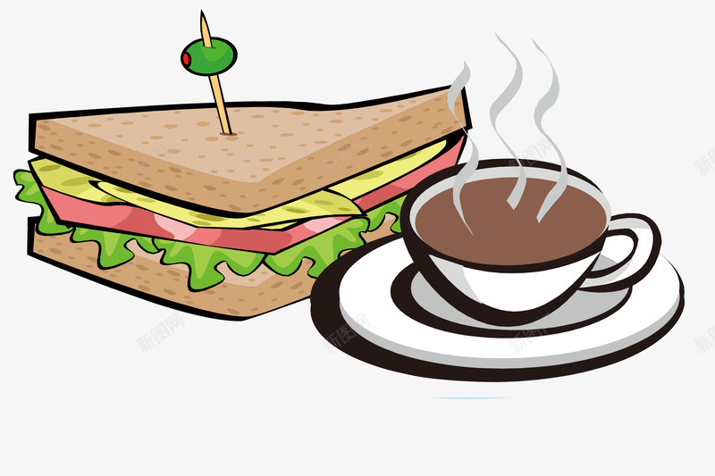 三明治和咖啡png免抠素材_新图网 https://ixintu.com 三明治 下午茶 卡通 卡通西式早餐 咖啡