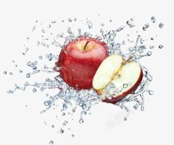 苹果上的水花清洗苹果高清图片